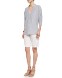 Drawstring Cargo Linen Shorts