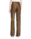 Medallion Wide-Leg Pants, Gold