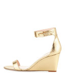 ronia naked wedge sandal, gold metallic python