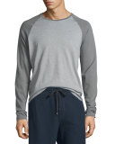 Colorblock Raglan-Sleeve Baseball Shirt, Smoked Gray