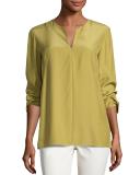 York Matte Silk Blouse, Green