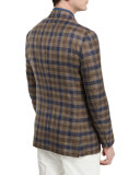 Large Check Two-Button Sport Coat, Brown/Navy
