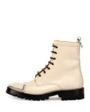 Lyndon Box Calf Combat Boot, Bone
