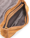 Zoe Suede Saddle Bag, Tan