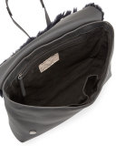 Medium Shearling-Fur Monili City Bag, Dark Navy