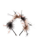 Paradise Organza/Feather Cluster Headband/Fascinator, Black/Petal/Tan
