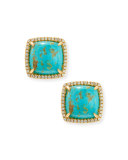 Signature Turquoise & Diamond Button Earrings