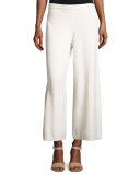 Wide-Leg Knit Easy Pants, Ivory