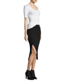 Short-Sleeve Fitted Jersey Tee, White