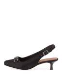 Selina Chain-Link Slingback Pump, Black/Pewter