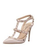 Rockstud Patent T-Strap Pump, Poudre