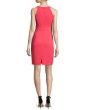 Sheath Dress with Embellished Neck, Coral Rage