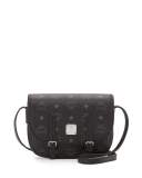 Color Visetos Crossbody Flap Messenger Bag, Black