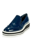 Patent Leather Wing-Tip Loafer, Royal Blue