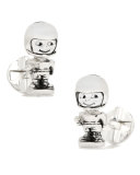 Football Bobblehead Sterling Silver Cuff Links