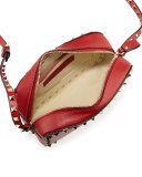 Rockstud Small Zip-Top Camera Crossbody Bag, Red