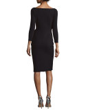 Nuria 3/4-Sleeve Yoke-Cutout Cocktail Dress 