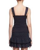 Manon Sleeveless Shirred Polka-Dot Top, Midnight