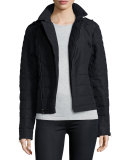 Asymmetric Quilted Moto Jacket, Black