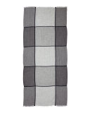 Windowpane Cashmere-Blend Scarf, Gray