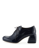 Lu Patent Block-Heel Oxford, Royal