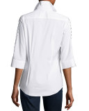 Merrick Ladder-Sleeve Button-Front Blouse