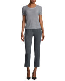 Elastic-Waist Ankle Pants, Dark Gray