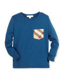 YNG Check-Pocket Jersey Tee, Mineral Blue, Size 4-14