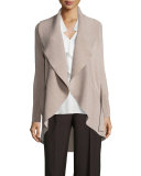 Alessandra Mixed-Stitch Belted Cardigan, Oatmeal Melange