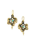 Sueno Star Blue Turquoise and Rainbow Moonstone Doublet Artifact Earrings