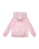 Hooded Zip-Front GG Jacket, Rose, Size 4-12