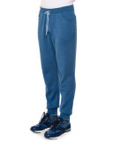 Drawstring Knit Sweatpants, Blue