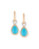 Capriful Turquoise & Diamond Drop Earrings in 18K Rose Gold