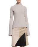 Ribbed Turtleneck Sweater, Quartz