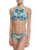 Kamari Reflection Printed High-Neck Swim Top