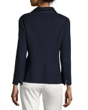 Carys Piped Cashmere Jacket, Blue
