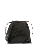 Small Beaded Nylon Drawstring Pouch, Black (Nero) 