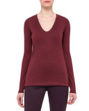 Scoop-Neck Long-Sleeve Tee, Mangosteen