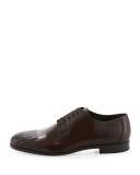Woven-Toe Leather Shoe, Brown