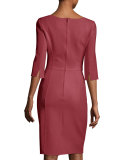 3/4-Sleeve Sheath Dress, Pink