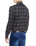 Buffalo Check Woven Dress Shirt, Gray