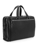 Single-Gusset Leather Briefcase, Black