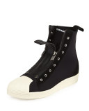 Pro Men's Zip-Front High-Top Sneaker, Black/White