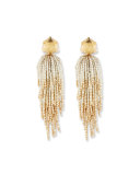 Golden Beaded Tassel Drop Earrings