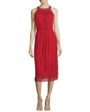 Dance Halter Eyelet Dress, Brick Red 