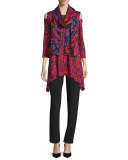 Latin Leopard Cold-Shoulder Tunic, Black/Multi, Plus Size