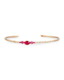 Brown Diamond & Ruby Oval Bracelet in 18K Rose Gold
