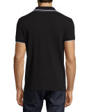 Logo Polo Shirt w/Contrast Tipping, Darkest Black