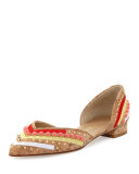 Sugardots Embellished Cork d'Orsay Flat, Natural
