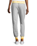 Heathered Jersey Elastic-Logo Sweatpants, Gray